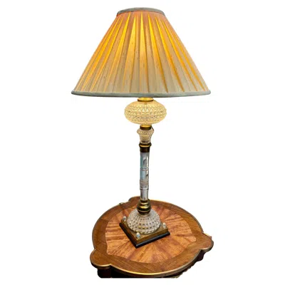 Pre-owned Baccarat 19th Century Cut Crystal Brass Trimmed  Style Lamp In Orange