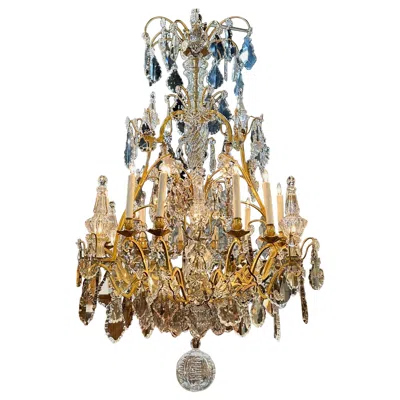 Pre-owned Baccarat 19th Century French  Gilt Bronze Chandelier In Gold