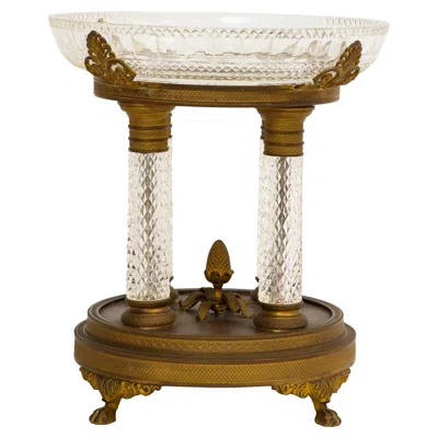 Pre-owned Baccarat 19th Century French  Ormolu Mounted Crystal Centerpiece In Gold