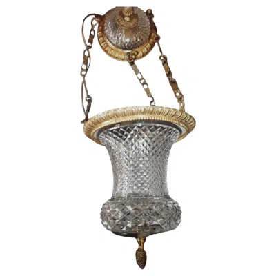 Pre-owned Baccarat 19thc  France Louis Xvi Style Cut Crystal & Bronze Ceiling Lantern In Transparent