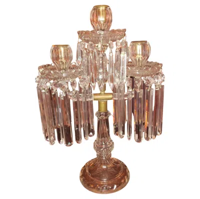 Pre-owned Baccarat 19thc French Antique Cut Glass/ Crystal Tulip Candelabra Attributed To  In Brown