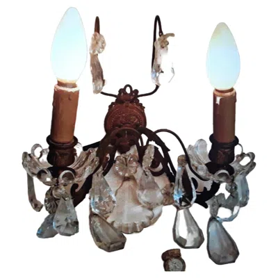 Pre-owned Baccarat 19thc French Napoleon Iii Bronze Wall Sconce Attrib.  In Transparent