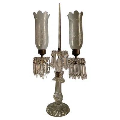 Pre-owned Baccarat 19thc French Napoleon Iii Cut Crystal Candelabra Attributed To  In Gray