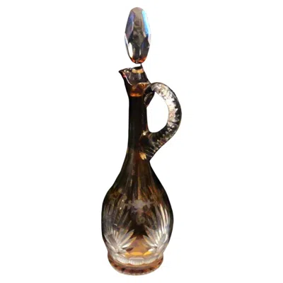 Pre-owned Baccarat 19thc Important  Style Hand Cut Amber Crystal French Glass Decanter In Brown