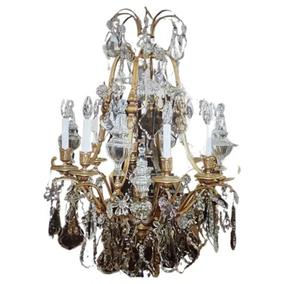 Pre-owned Baccarat 19thc Xl French Louis Xv Bronze Crystal "versailles" Chandelier Attrib. Bagues In Transparent