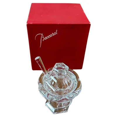 Pre-owned Baccarat 20th Century French  Crystal Mustard Pot And Spoon, 1930s In Yellow
