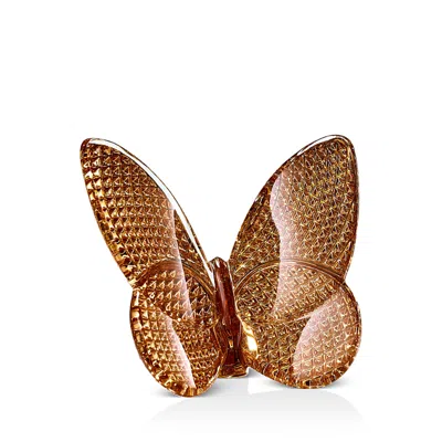 Baccarat 2.5 Lucky Crystal Butterfly In 20k Gold Diamant In Brown