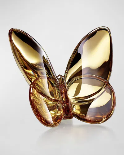 Baccarat 2.5" Lucky Crystal Gold Butterfly