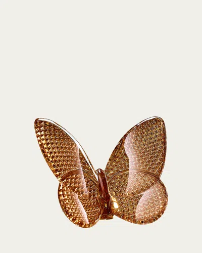 Baccarat 2.6" Lucky Crystal 20k Gold Diamant Butterfly In Brown