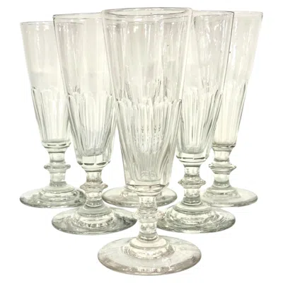 Pre-owned Baccarat 6 Champagne Crystal Glasses, Attributed To , Circa 1850 In Sand