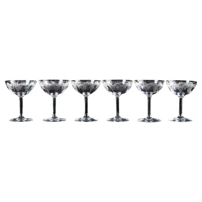 Pre-owned Baccarat 6 Pcs. Set Of  Crystal Champagne Coupes "moliere" From 1916-1936's In Gray