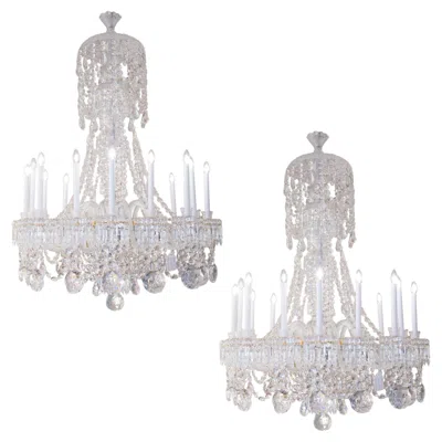 Pre-owned Baccarat A Beautiful Pair Of French  Crystal Chandeliers With 16 Lights In Sand