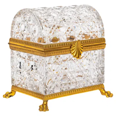 Pre-owned Baccarat A Large 19th C French Ormolu Mounted Footed Prismatic Crystal Box, Domed Top In Sand