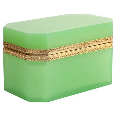 Pre-owned Baccarat A Large  Green Opaline Crystal Gilt Bronze Mounted Rectangular Box