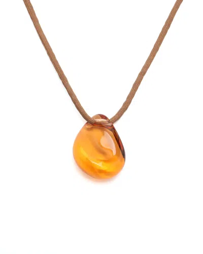 Pre-owned Baccarat Amber Crystal Pedant Necklace