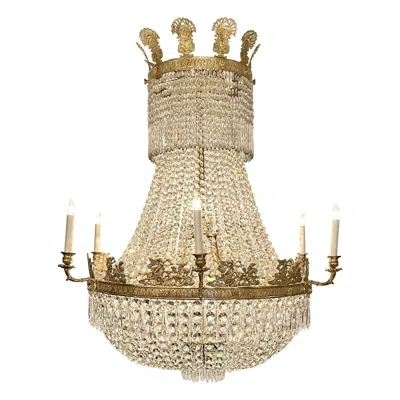 Pre-owned Baccarat Antique 19th Century French Empire Style Cut Crystal And Ormolu Chandelier. In Sand