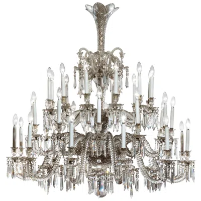 Pre-owned Baccarat Antique 19th Century Neoclassical  Crystal And Glass 36-light Chandelier In Transparent