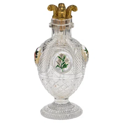 Pre-owned Baccarat Antique 19thc French  Four Chamber Divided Enamel & Ormolu Scent Bottle In Transparent