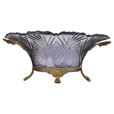 Pre-owned Baccarat Antique French  Amethyst Glass And Ormolu Mounted Centerpiece Bowl In Purple