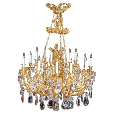 Pre-owned Baccarat Antique French  Crystal And Bronze D'ore Chandelier Circa 1890 In Gold