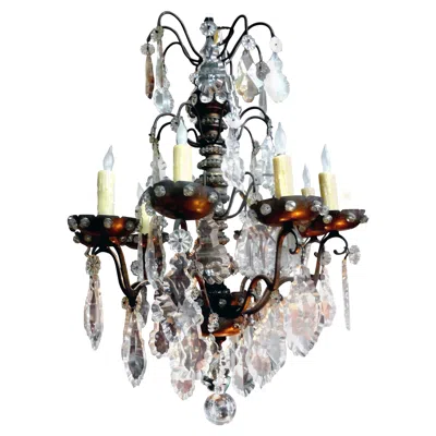 Pre-owned Baccarat Antique French Maison Baguès Attributed Beaded And Crystal Chandelier In Brown