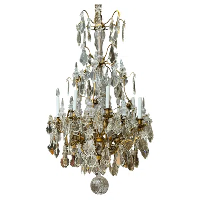Pre-owned Baccarat Antique Louis Xvi  French Crystal & Gilt Bronze Chandelier In Gold