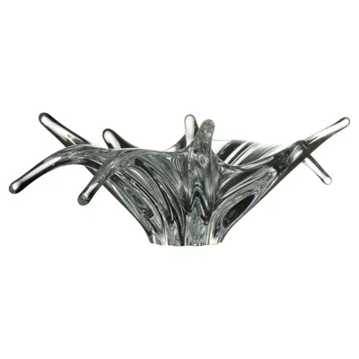 Pre-owned Baccarat Art Deco  Centerpiece Bowl, Hand-blown Glass, France In Gray