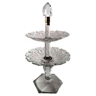 Pre-owned Baccarat Art Deco French Crystal Table Centerpiece. In Gray