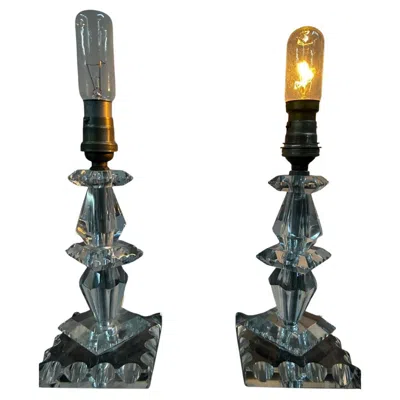 Pre-owned Baccarat Art Deco Lamps By , France Circa 1940, Attr. To Jacques Adnet In Black