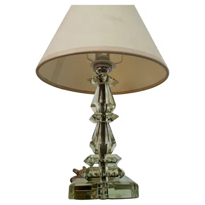 Pre-owned Baccarat Art Deco Light Green Lamp Itso  And Jacques Adnet, France Circa 1940