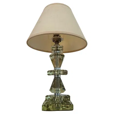 Pre-owned Baccarat Art Deco Light Green Lamp Itso  And Jacques Adnet, France Circa 1940