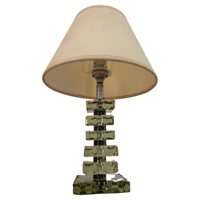 Pre-owned Baccarat Art Deco Light Green Lamp Itso  And Jacques Adnet, France Circa 1940