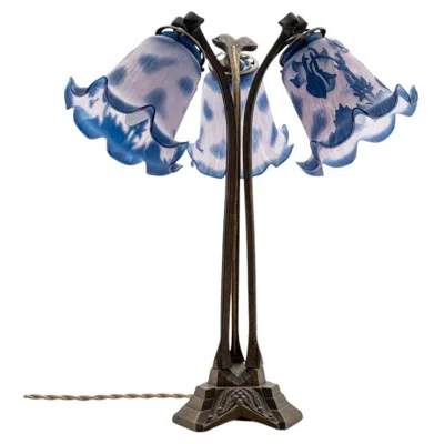 Pre-owned Baccarat Art Nouveau Style Vianne Table Lamp Blue Glass, France