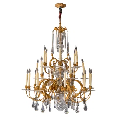 Pre-owned Baccarat Attributed Monumental Antique French Gilt Bronze & Crystal Chandelier In Gold