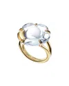 Baccarat 18k Gold Plated On Sterling Silver, Clear Crystal Flower Statement Ring 2803451