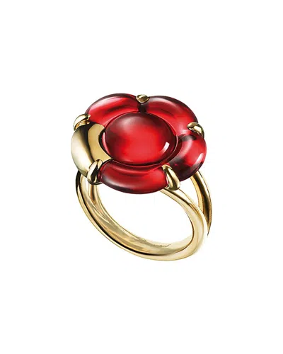 Baccarat B Flower 18k Over Silver Crystal Ring In Green