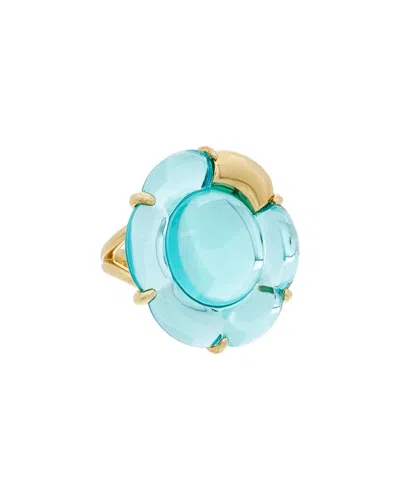 Baccarat B Flower 18k Over Silver Vermeil Crystal Large Ring In Multi
