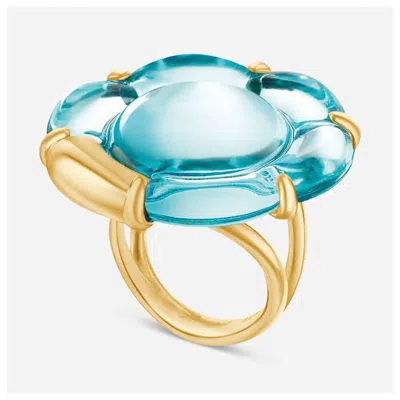 Baccarat 'b Flower' Ring Turquoise Crystal Size 5.5 2806981 In Brown