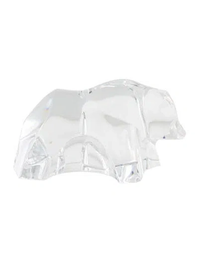 Pre-owned Baccarat Bear Cub Figurine In Transparent