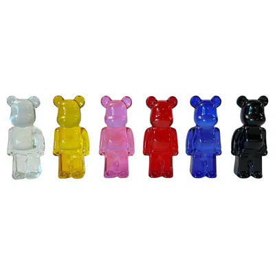 Pre-owned Baccarat Bearbrick Set Of 6 Glass Crystal Figurines, Made In France In Sand