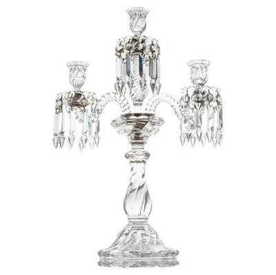Pre-owned Baccarat Beautiful  Clear Crystal Candelabra For 3 Candles, France In Gray