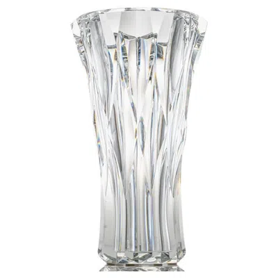 Pre-owned Baccarat Beautiful  Structured Tapered Clear Crystal Vase , France In Transparent