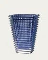 Baccarat Eye Rectangular Large Vase In Blue
