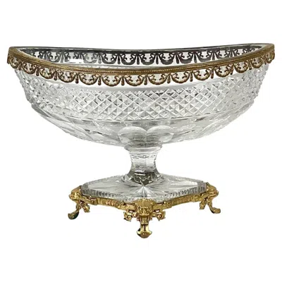 Pre-owned Baccarat Bronze Dore Mounted Crystal  Style Centerpiece In Gold