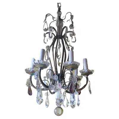 Pre-owned Baccarat C1910 French Louis Xv Style Bronze W/ Crystal Chandelier Atrributed To  In Gold
