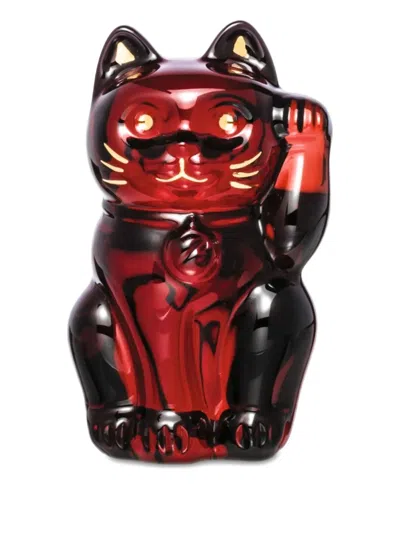 Baccarat Cat Maneki-neko Crystal Figurine In Red