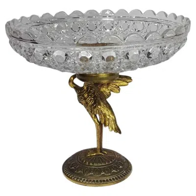 Pre-owned Baccarat Centerpiece In Gilt Bronze And Crystal France 1900 In Gold