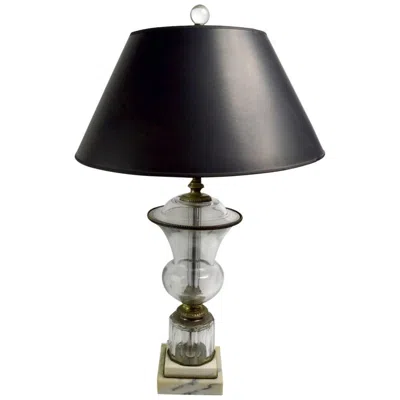 Pre-owned Baccarat Classical Urn Form Glass Table Lamp After  In Black