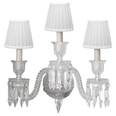 Pre-owned Baccarat Clear Crystal Wall Lamp 3 White Lights, France