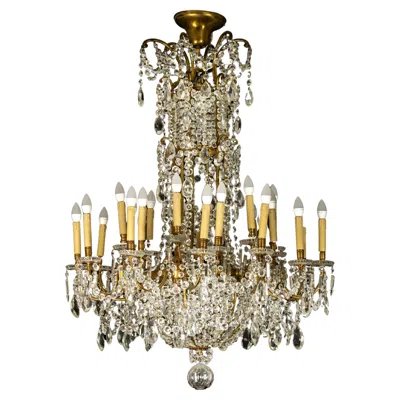 Pre-owned Baccarat Crystal 24 Light Oversized Chandelier In Gold